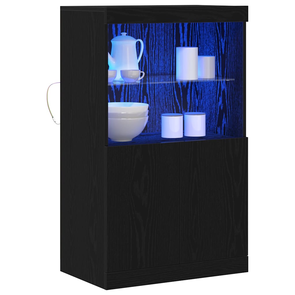 vidaXL LED Sideboard Black 60 x 37 x 100 cm Engineered Wood