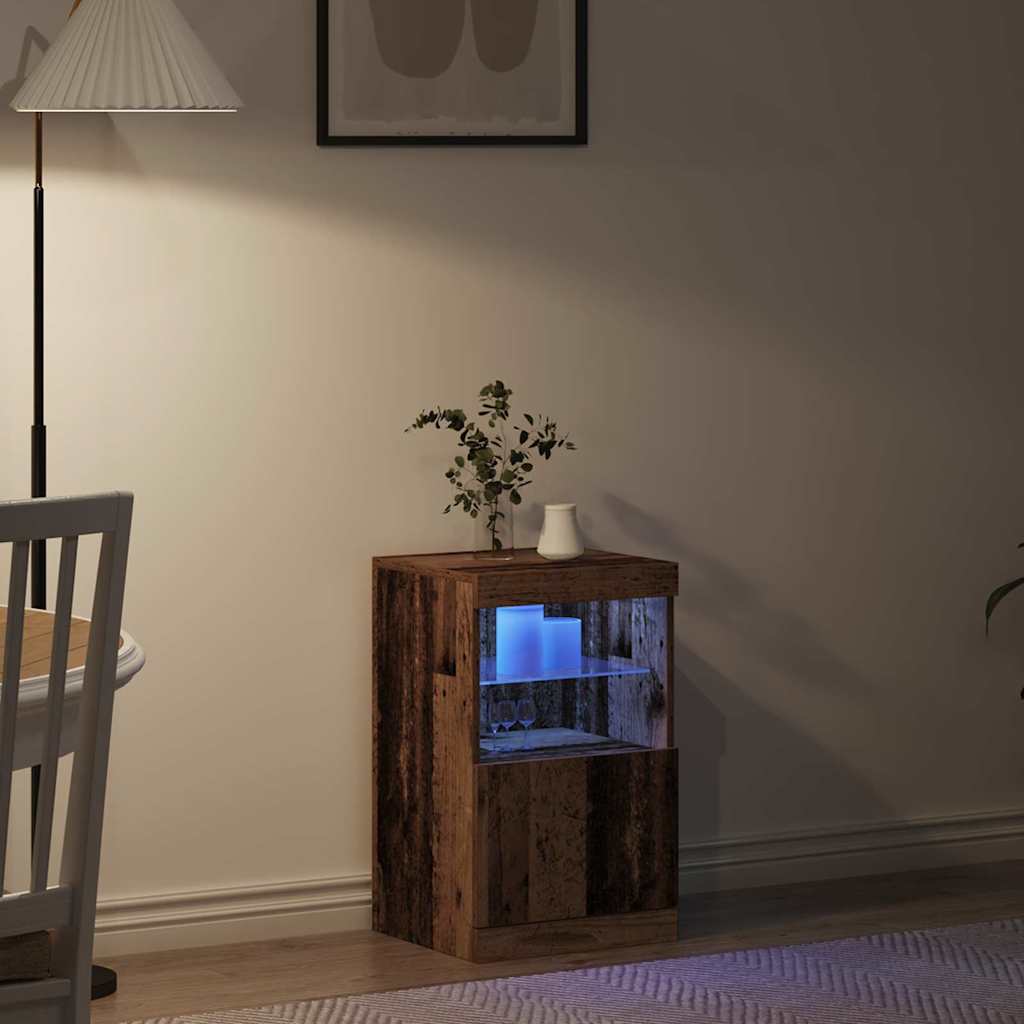 vidaXL LED Sideboard Old Wood 41 x 37 x 67 cm Engineered Wood