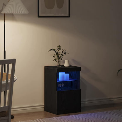 vidaXL LED Sideboard Black Oak 41 x 37 x 67 cm Engineered Wood