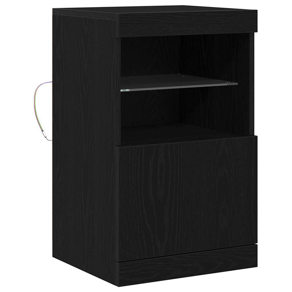 vidaXL LED Sideboard Black Oak 41 x 37 x 67 cm Engineered Wood
