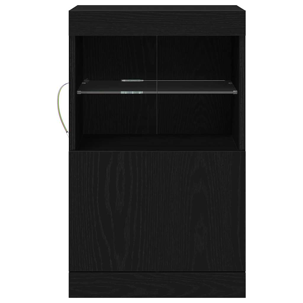 vidaXL LED Sideboard Black Oak 41 x 37 x 67 cm Engineered Wood