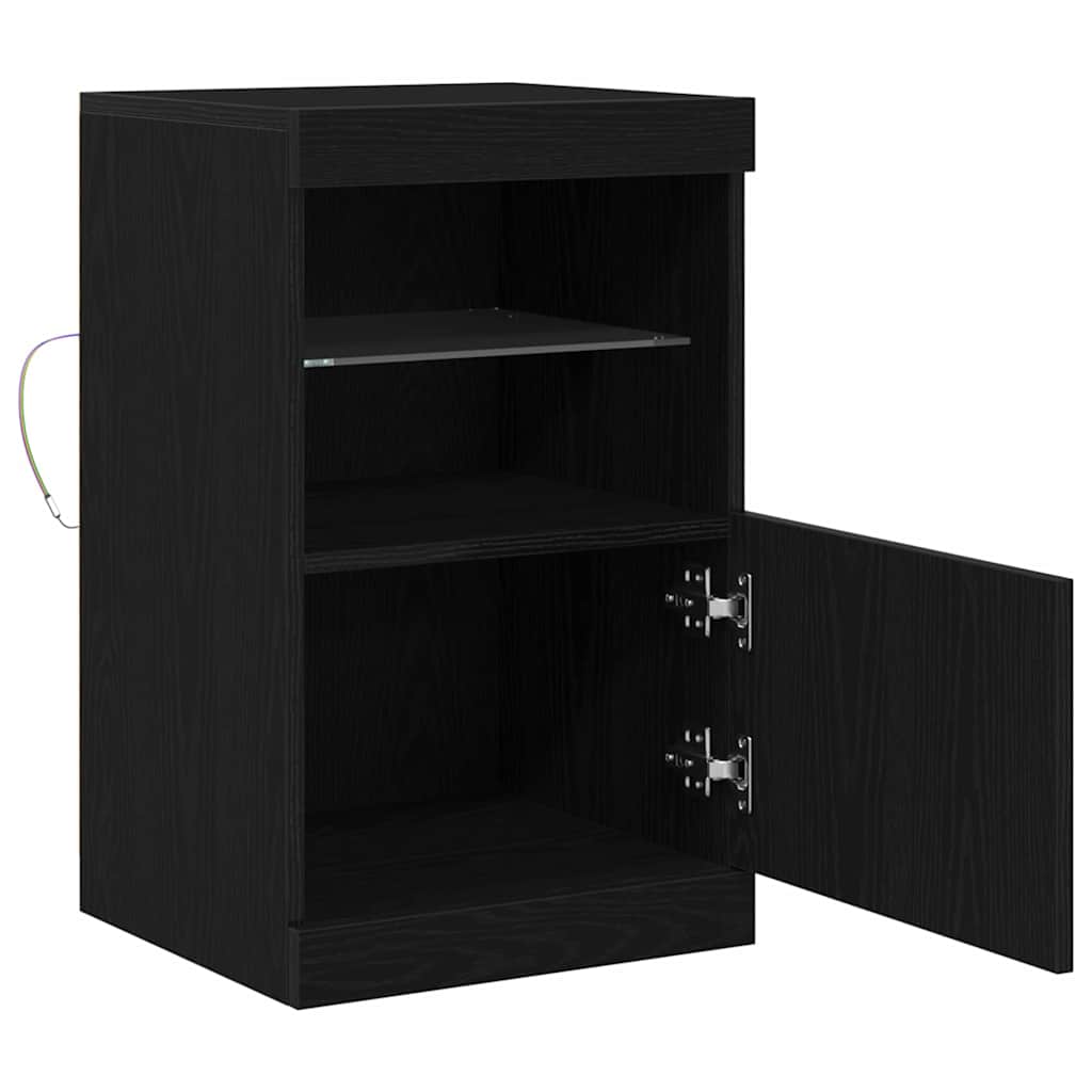 vidaXL LED Sideboard Black Oak 41 x 37 x 67 cm Engineered Wood