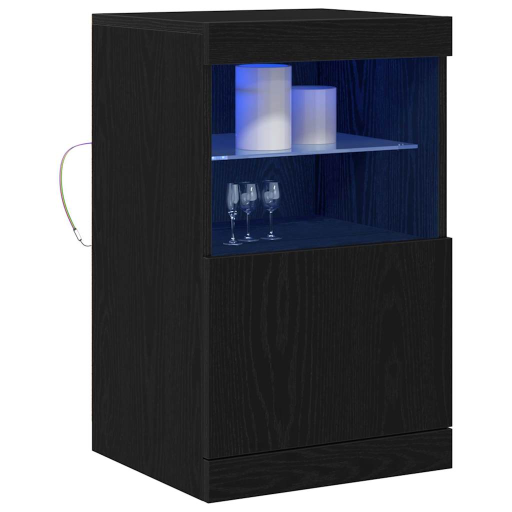 vidaXL LED Sideboard Black Oak 41 x 37 x 67 cm Engineered Wood