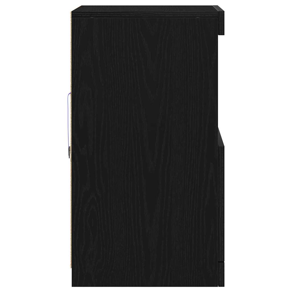 vidaXL LED Sideboard Black Oak 41 x 37 x 67 cm Engineered Wood