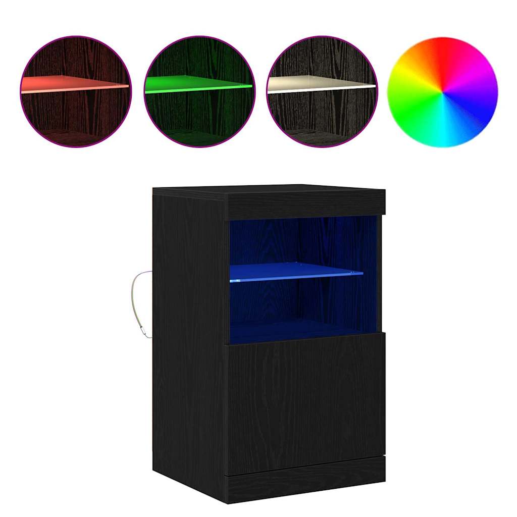 vidaXL LED Sideboard Black Oak 41 x 37 x 67 cm Engineered Wood