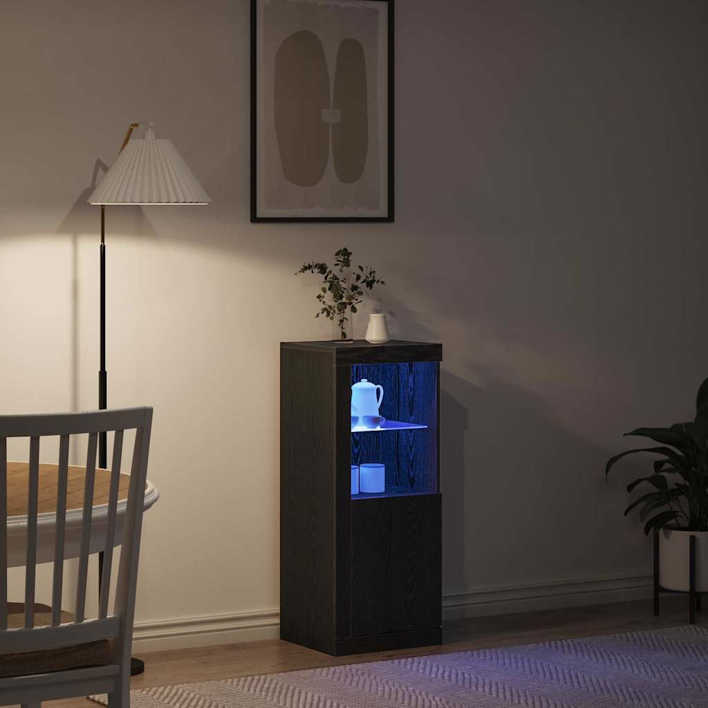 vidaXL LED Sideboard Black Oak 41 x 37 x 100 cm Engineered Wood