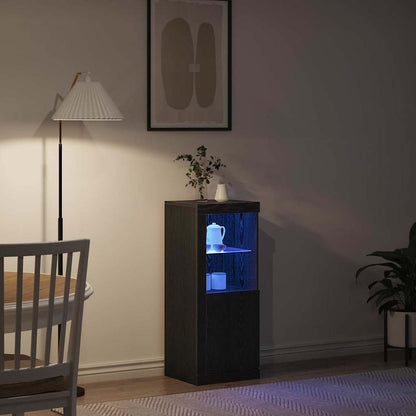 vidaXL LED Sideboard Black Oak 41 x 37 x 100 cm Engineered Wood