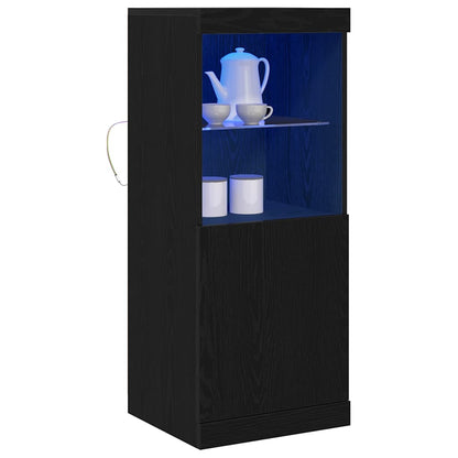 vidaXL LED Sideboard Black Oak 41 x 37 x 100 cm Engineered Wood