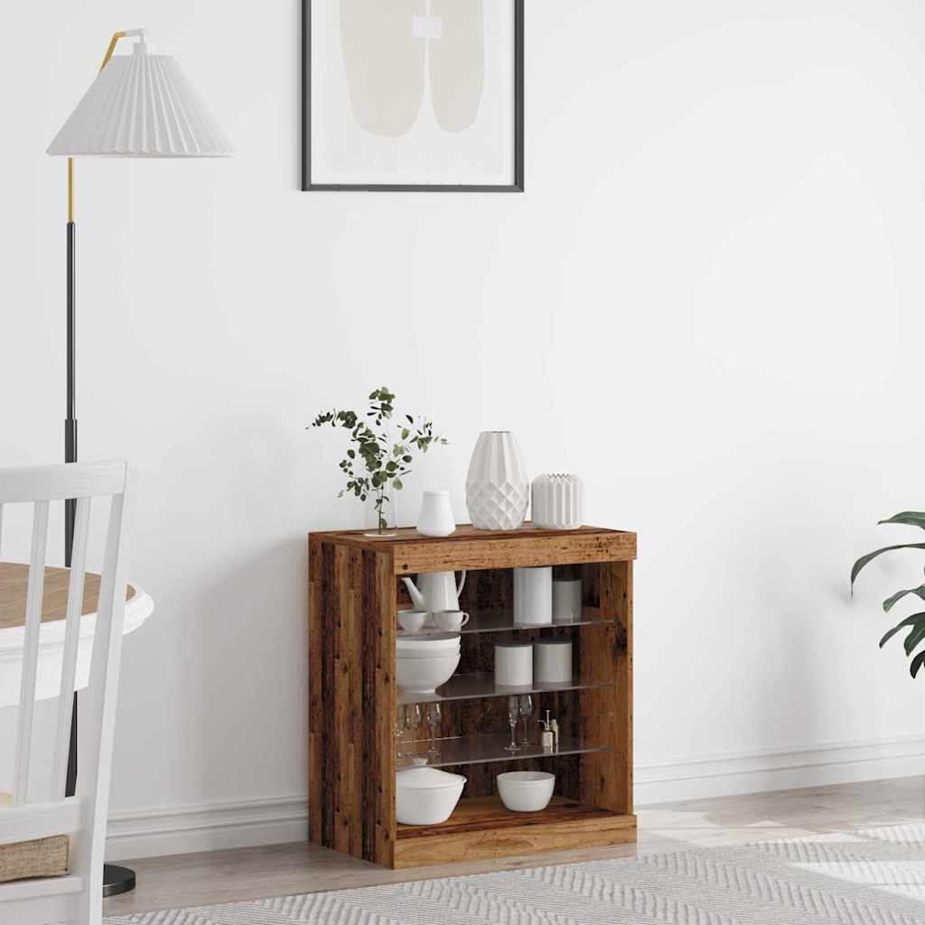 vidaXL LED Sideboard Old Wood 60.5 x 37 x 67 cm Engineered Wood