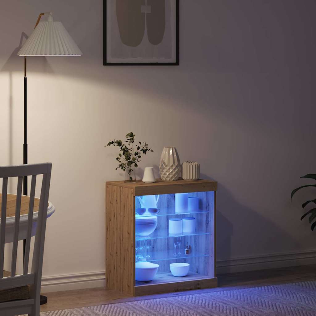 vidaXL LED Sideboard Artisan Oak 60.5 x 37 x 67 cm Engineered Wood