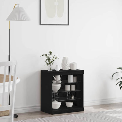 vidaXL LED Sideboard Black Oak 60.5 x 37 x 67 cm Engineered Wood