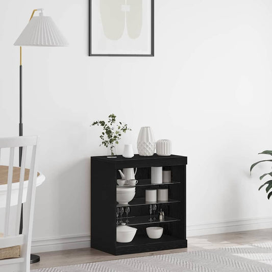 vidaXL LED Sideboard Black Oak 60.5 x 37 x 67 cm Engineered Wood