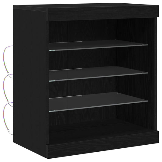 vidaXL LED Sideboard Black Oak 60.5 x 37 x 67 cm Engineered Wood