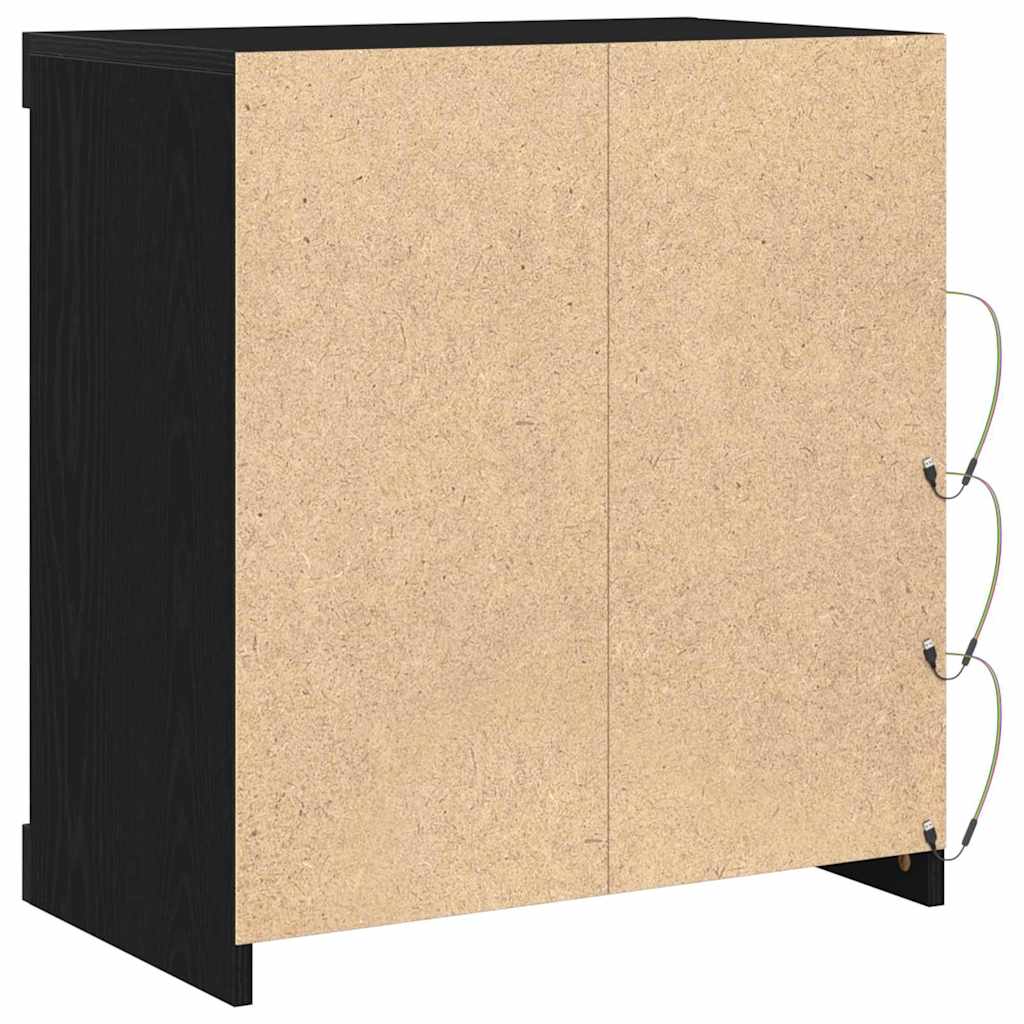 vidaXL LED Sideboard Black Oak 60.5 x 37 x 67 cm Engineered Wood