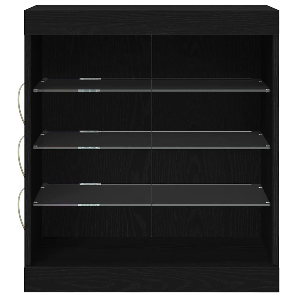 vidaXL LED Sideboard Black Oak 60.5 x 37 x 67 cm Engineered Wood