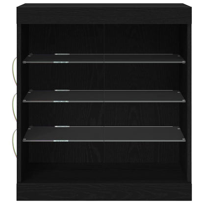 vidaXL LED Sideboard Black Oak 60.5 x 37 x 67 cm Engineered Wood