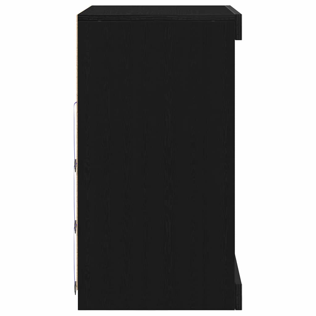 vidaXL LED Sideboard Black Oak 60.5 x 37 x 67 cm Engineered Wood