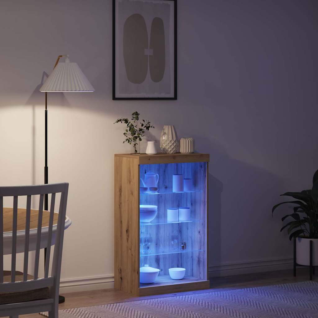 vidaXL LED Sideboard Artisan Oak 60.5 x 37 x 100 cm Engineered Wood