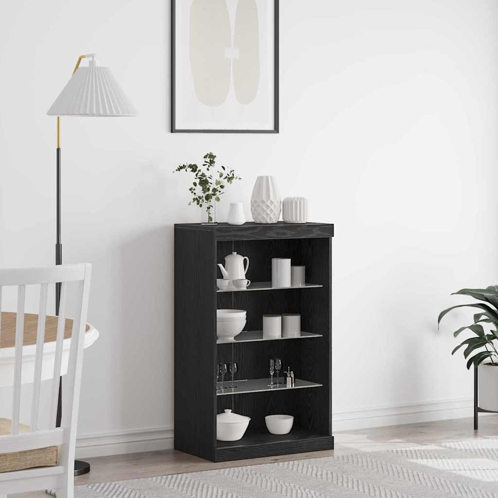 vidaXL LED Sideboard Black Oak 60.5 x 37 x 100 cm Engineered Wood