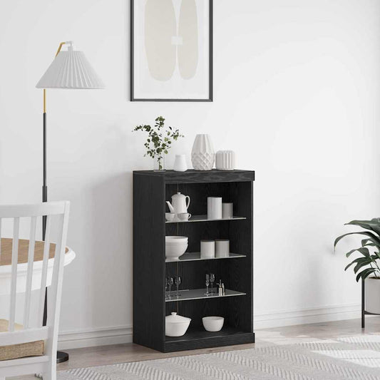 vidaXL LED Sideboard Black Oak 60.5 x 37 x 100 cm Engineered Wood