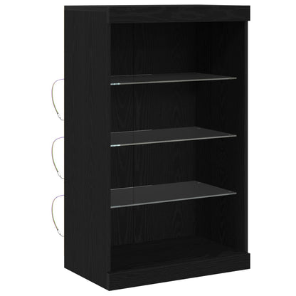 vidaXL LED Sideboard Black Oak 60.5 x 37 x 100 cm Engineered Wood