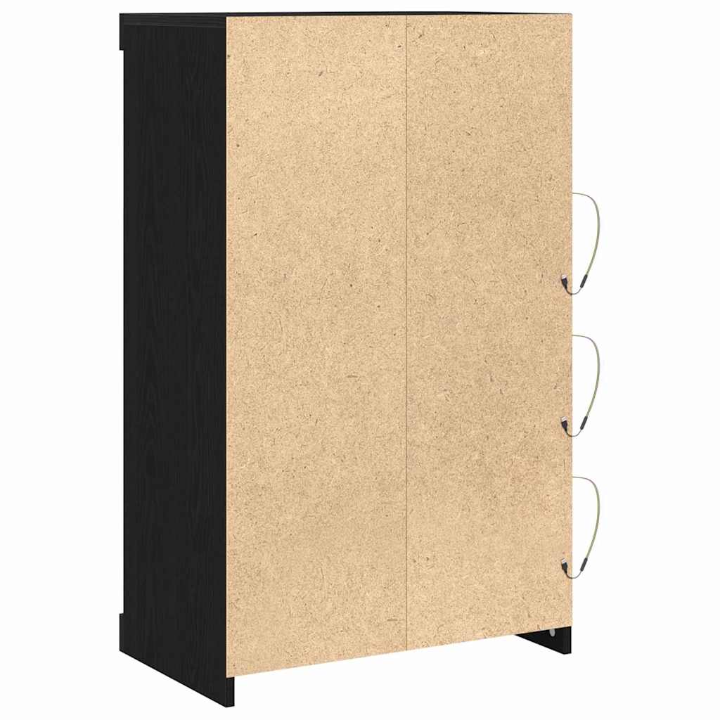 vidaXL LED Sideboard Black Oak 60.5 x 37 x 100 cm Engineered Wood