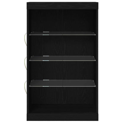vidaXL LED Sideboard Black Oak 60.5 x 37 x 100 cm Engineered Wood
