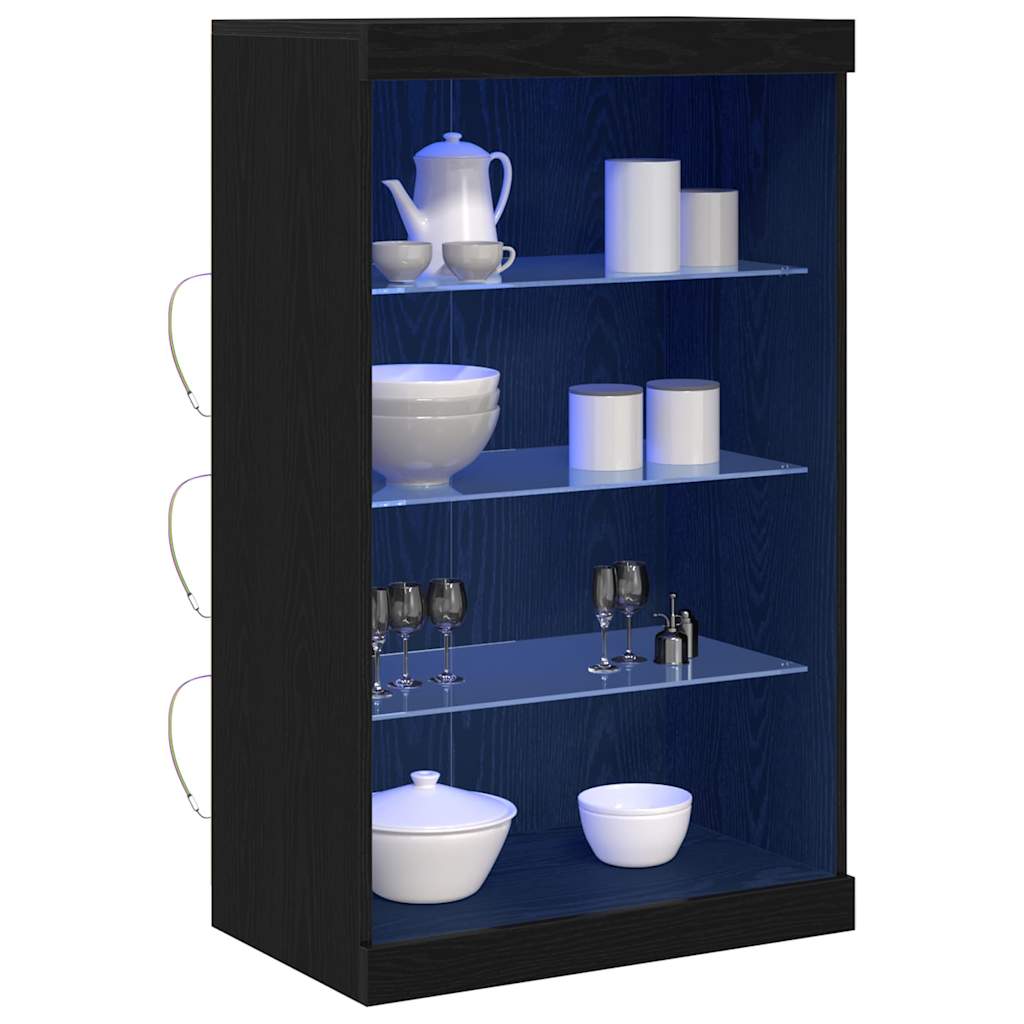 vidaXL LED Sideboard Black Oak 60.5 x 37 x 100 cm Engineered Wood