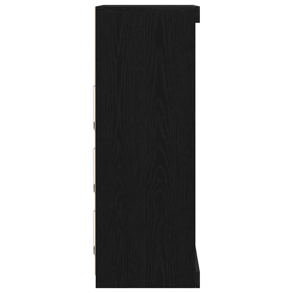 vidaXL LED Sideboard Black Oak 60.5 x 37 x 100 cm Engineered Wood