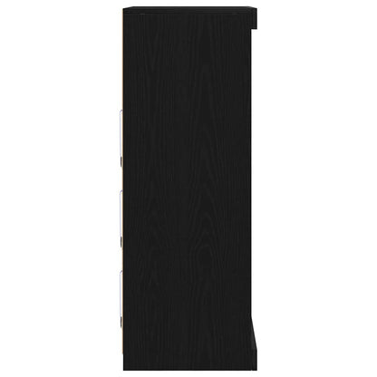 vidaXL LED Sideboard Black Oak 60.5 x 37 x 100 cm Engineered Wood