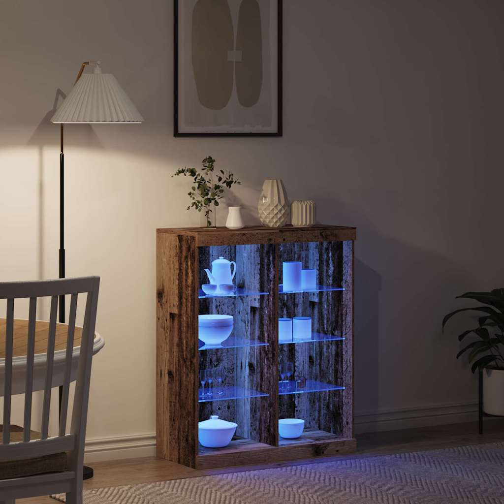 vidaXL LED Sideboard Old Wood 81 x 37 x 100 cm Engineered Wood