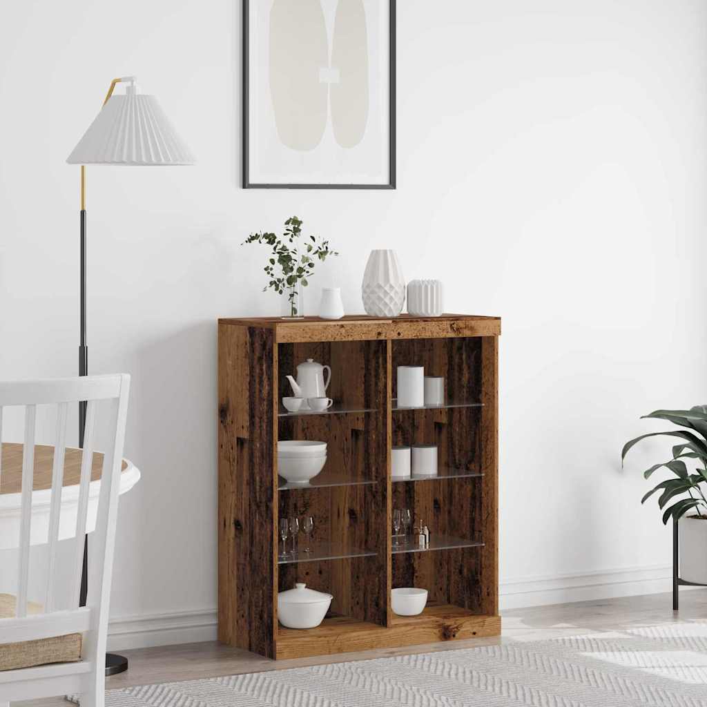 vidaXL LED Sideboard Old Wood 81 x 37 x 100 cm Engineered Wood