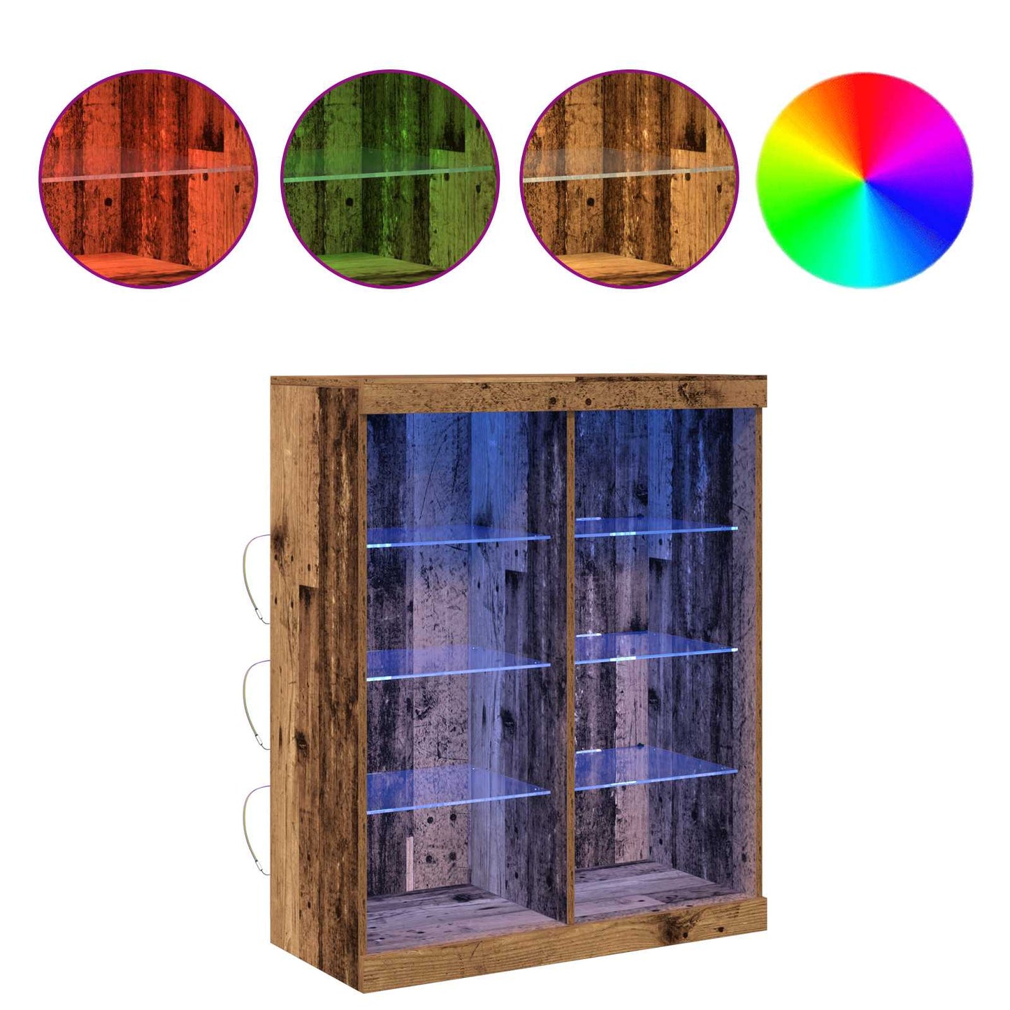 vidaXL LED Sideboard Old Wood 81 x 37 x 100 cm Engineered Wood