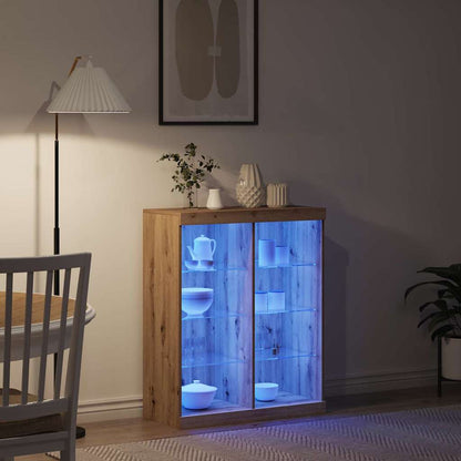 vidaXL LED Sideboard Artisan Oak 81 x 37 x 100 cm Engineered Wood
