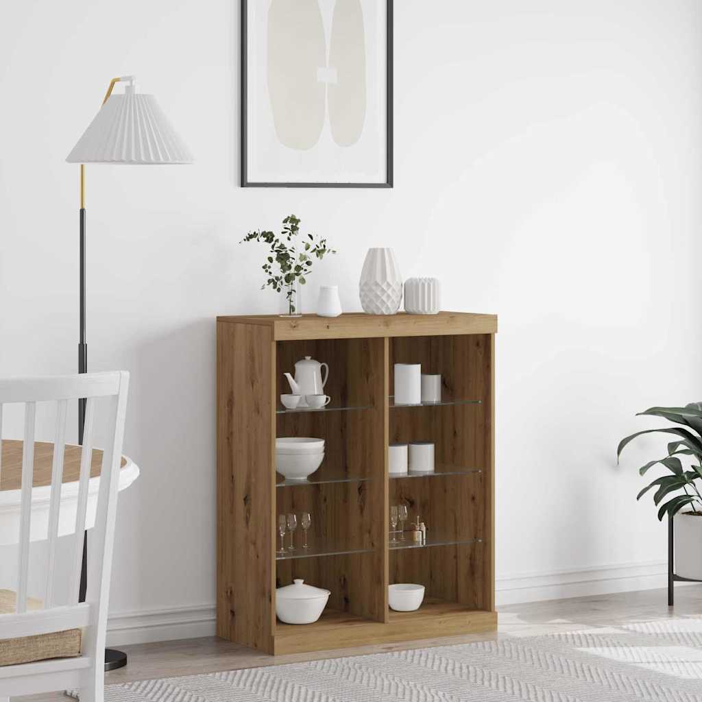 vidaXL LED Sideboard Artisan Oak 81 x 37 x 100 cm Engineered Wood