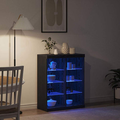 vidaXL LED Sideboard Black Oak 81 x 37 x 100 cm Engineered Wood