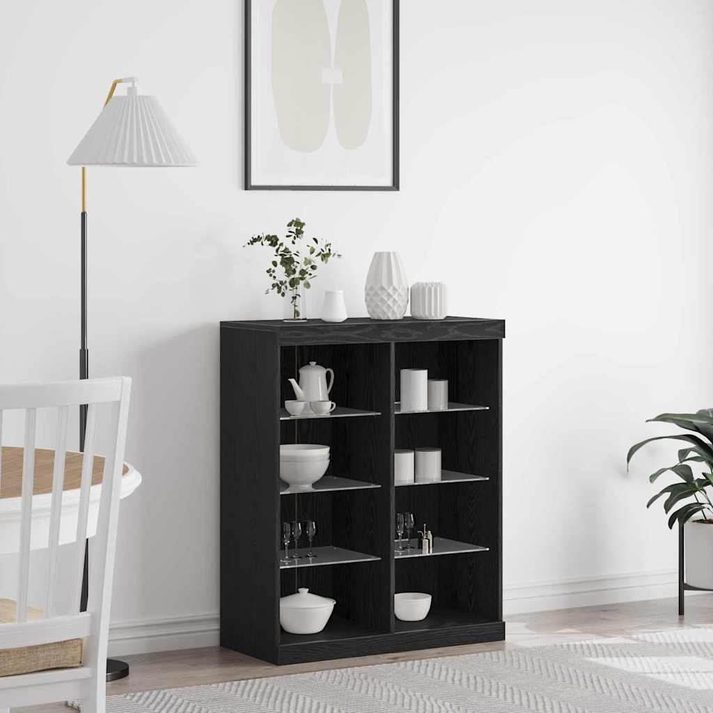 vidaXL LED Sideboard Black Oak 81 x 37 x 100 cm Engineered Wood