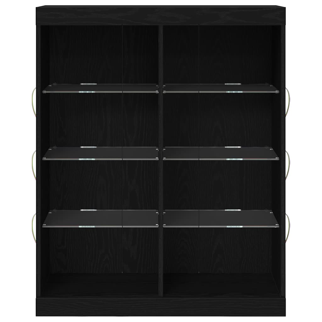 vidaXL LED Sideboard Black Oak 81 x 37 x 100 cm Engineered Wood