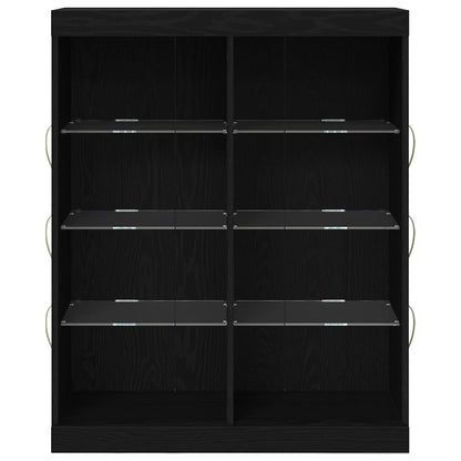 vidaXL LED Sideboard Black Oak 81 x 37 x 100 cm Engineered Wood