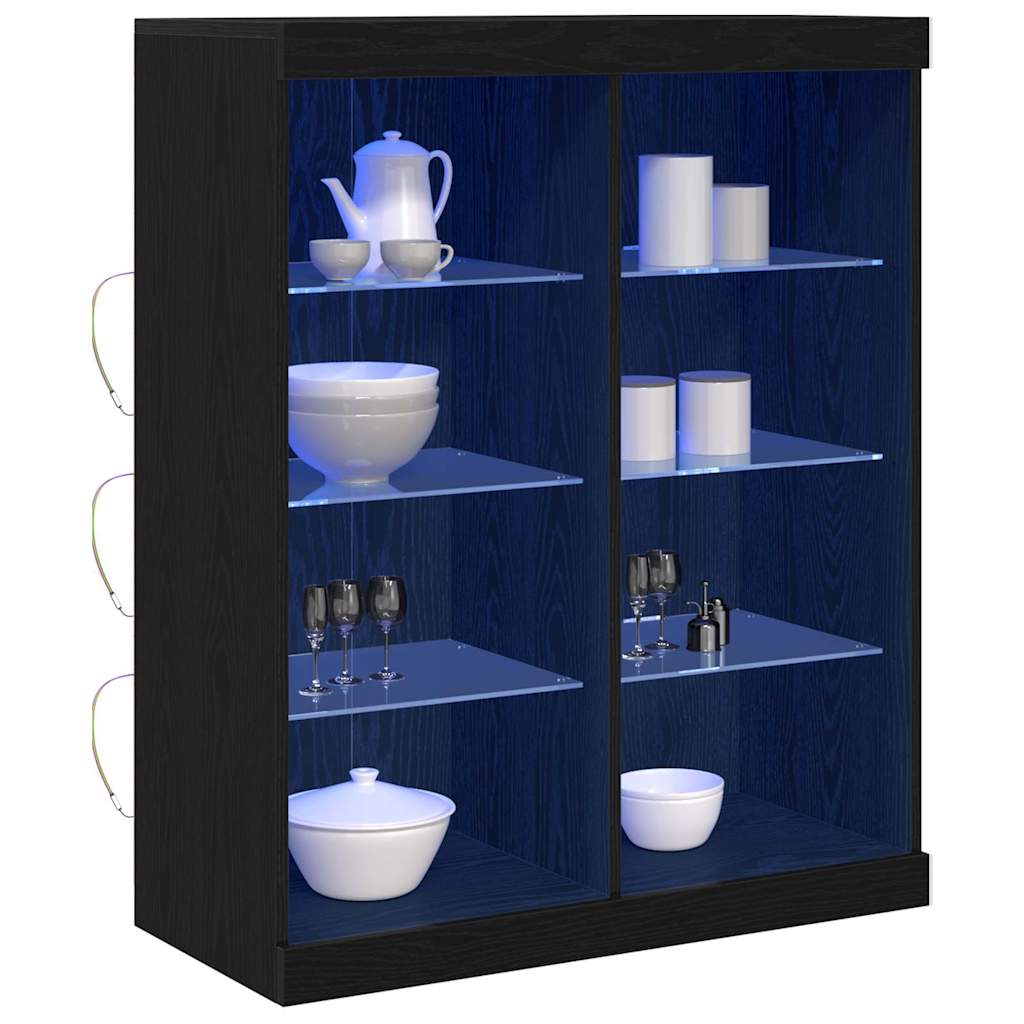 vidaXL LED Sideboard Black Oak 81 x 37 x 100 cm Engineered Wood