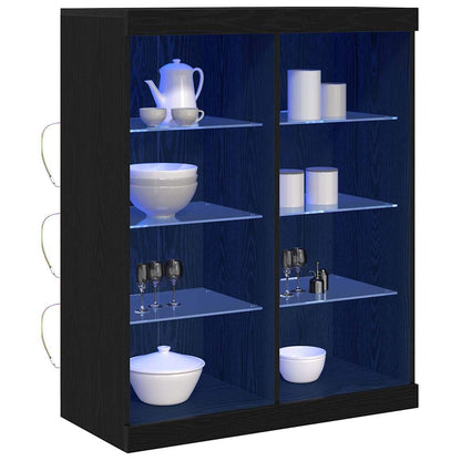vidaXL LED Sideboard Black Oak 81 x 37 x 100 cm Engineered Wood