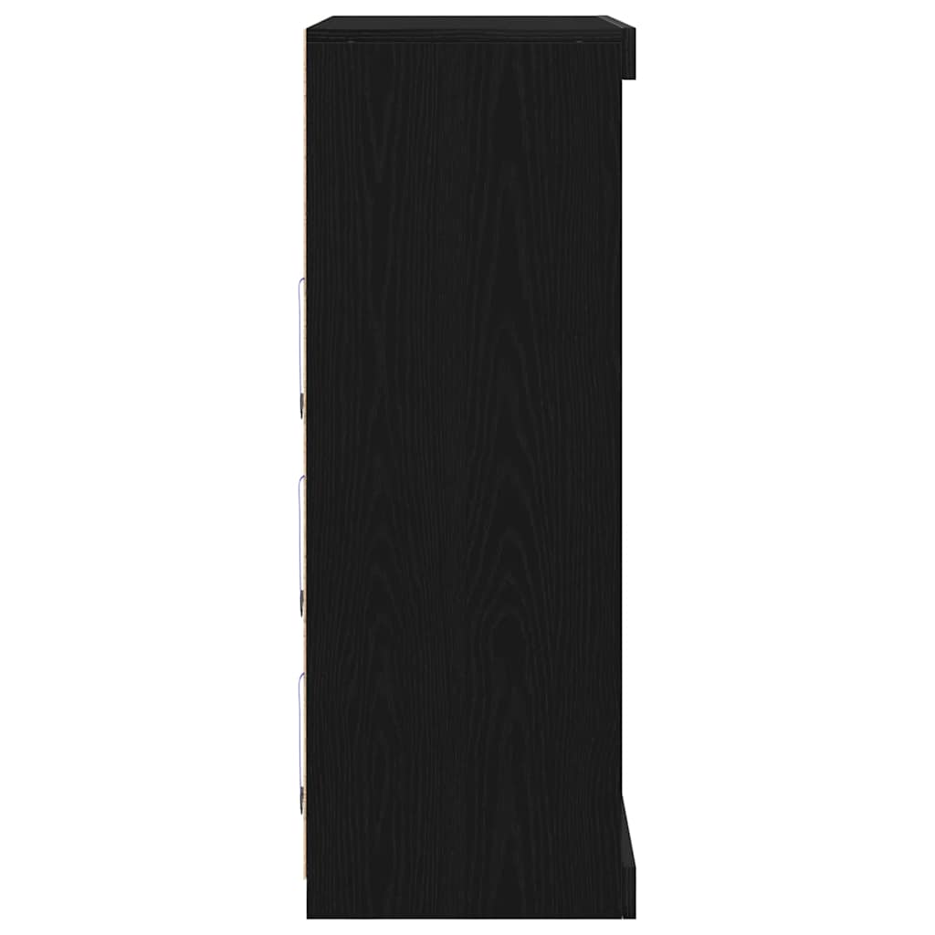 vidaXL LED Sideboard Black Oak 81 x 37 x 100 cm Engineered Wood
