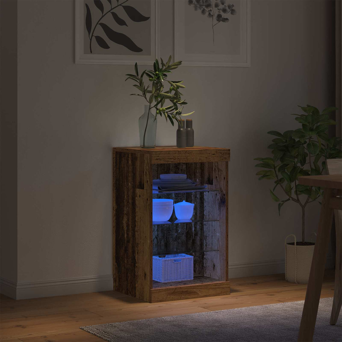 vidaXL LED Sideboard Old Wood 41 x 37 x 67 cm Engineered Wood