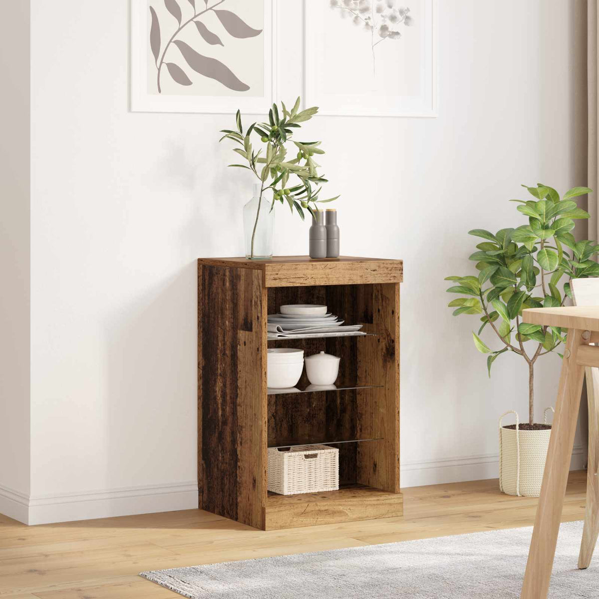 vidaXL LED Sideboard Old Wood 41 x 37 x 67 cm Engineered Wood