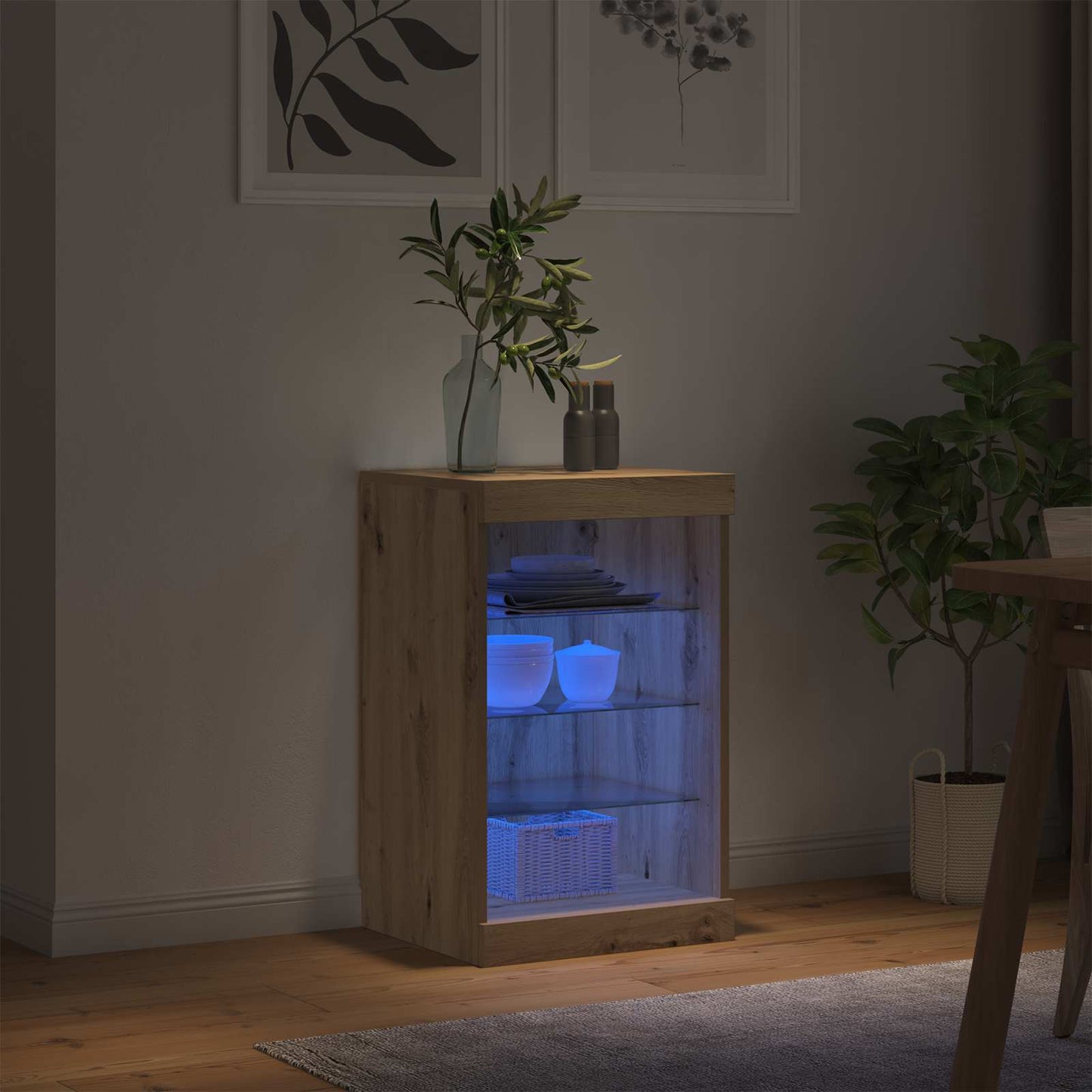 vidaXL LED Sideboard Artisan Oak 41 x 37 x 67 cm Engineered Wood
