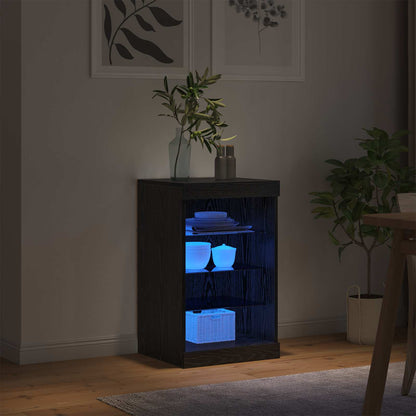 vidaXL LED Sideboard Black Oak 41 x 37 x 67 cm Engineered Wood