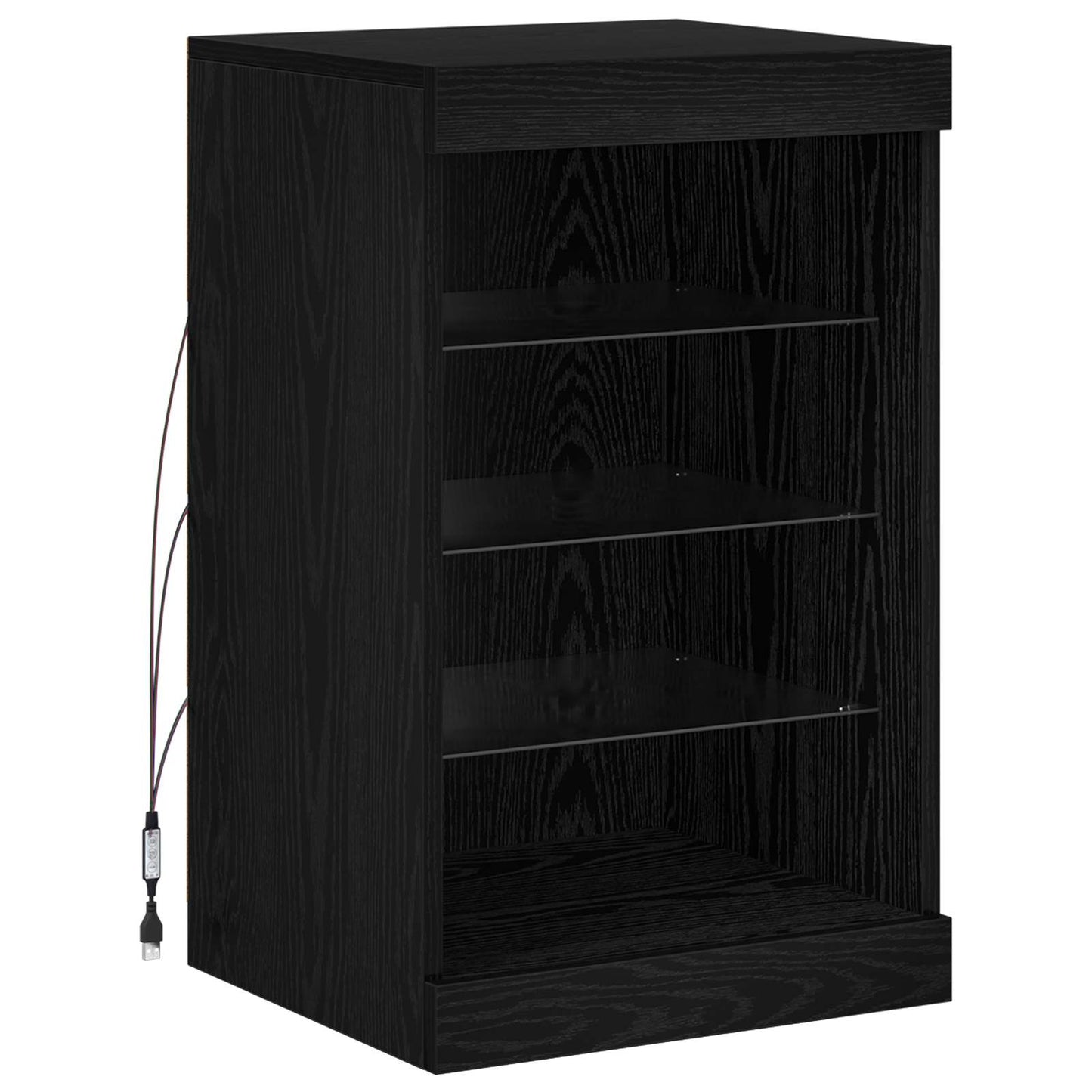 vidaXL LED Sideboard Black Oak 41 x 37 x 67 cm Engineered Wood