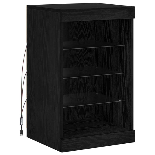 vidaXL LED Sideboard Black Oak 41 x 37 x 67 cm Engineered Wood