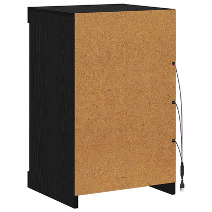 vidaXL LED Sideboard Black Oak 41 x 37 x 67 cm Engineered Wood