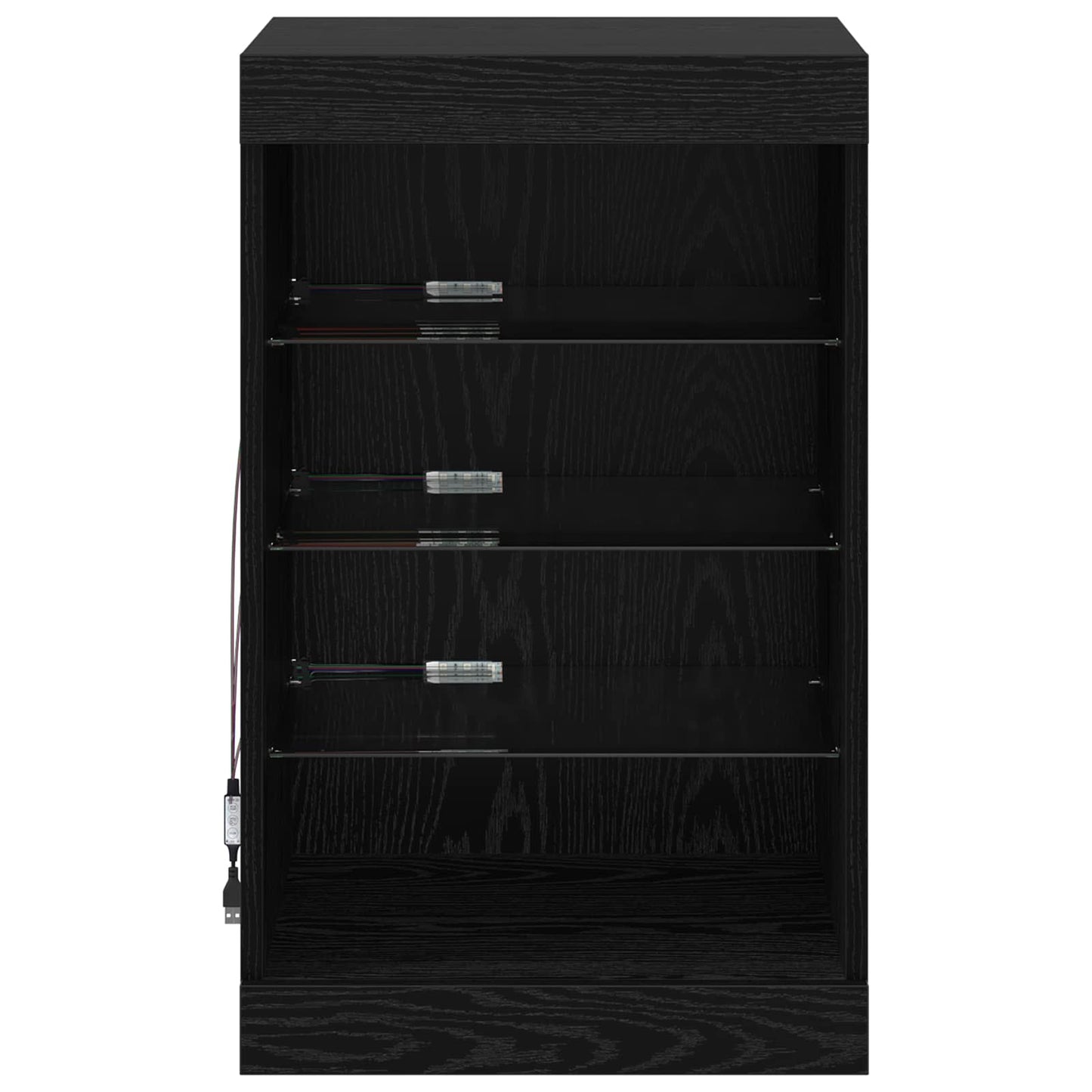 vidaXL LED Sideboard Black Oak 41 x 37 x 67 cm Engineered Wood